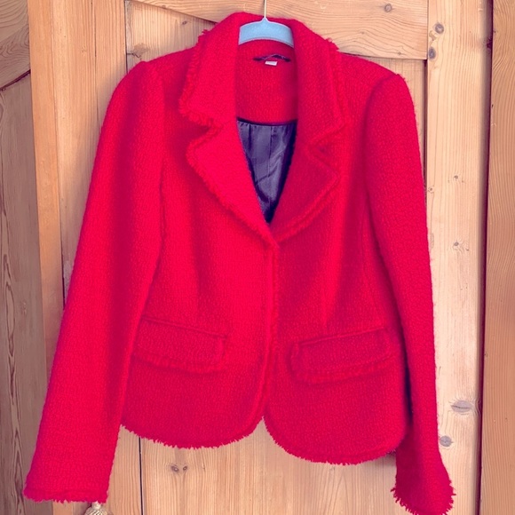 Boden Hot Pink Neon Boucle Tweed Chanel Fantasy Look Jacket Fringe Trim Chic 💕 - Picture 3 of 16